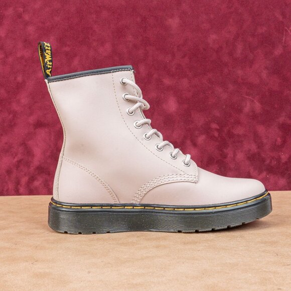 Dr Martens Unisex Zavala Taupe Leather Flat Combat boots M6 W7 - Picture 8 of 8